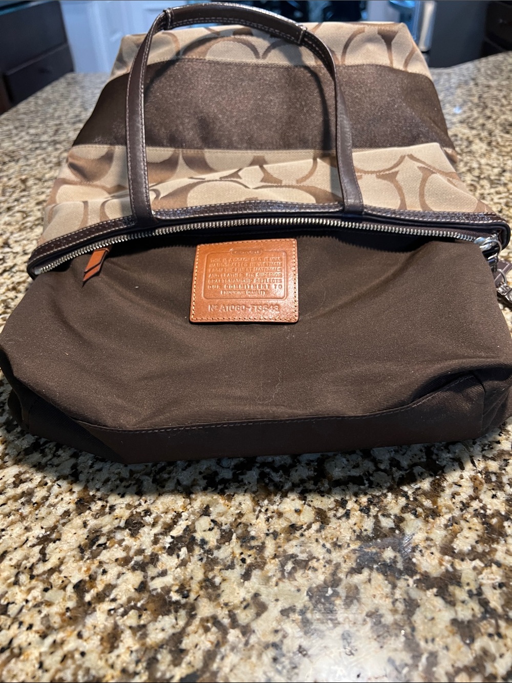 Coach Brown Signature Canvas Tote with Dark Brown Leather Trim. EUC - Picture 5 of 6